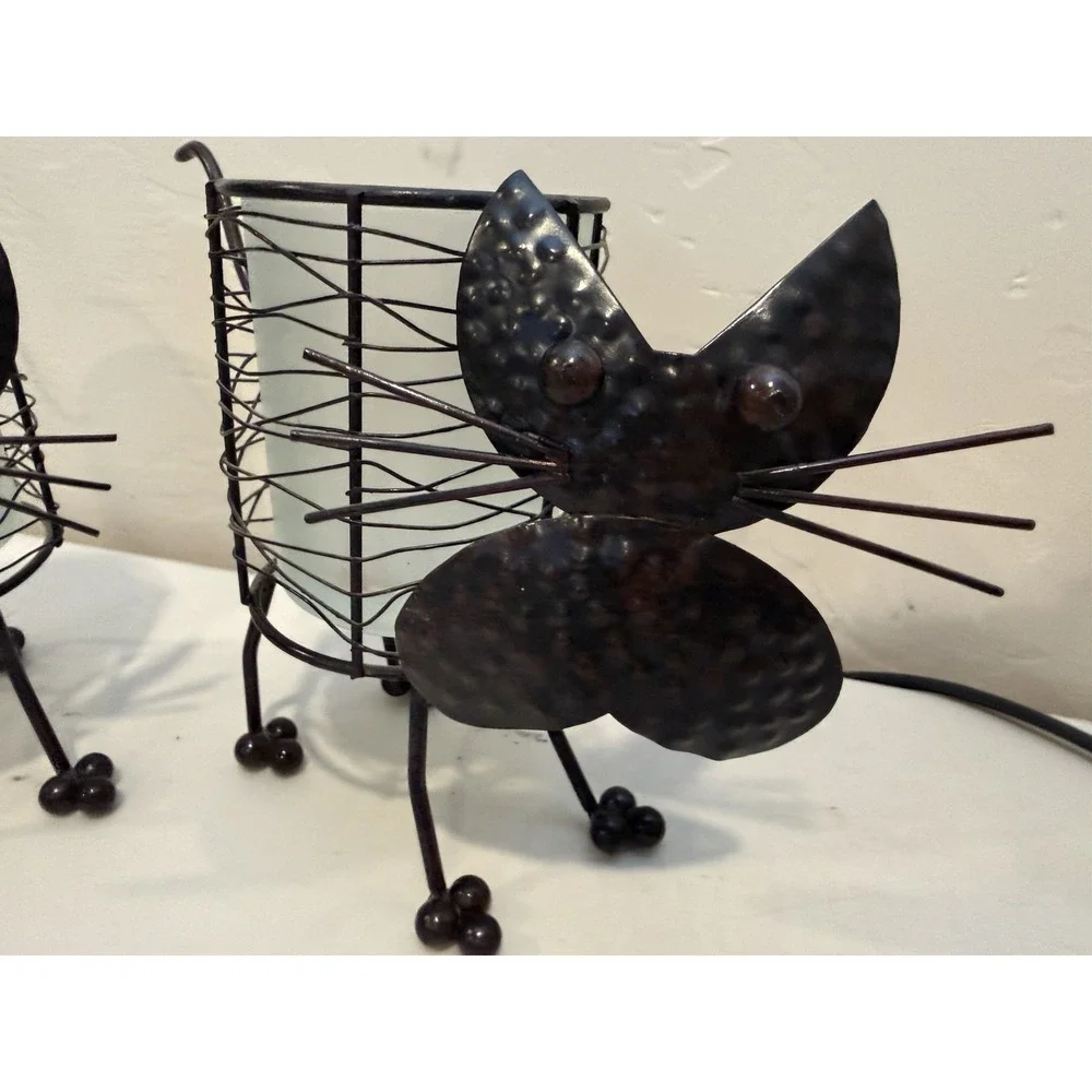 Vintage Black Cats Metal Candle‎ Holders Set of 2